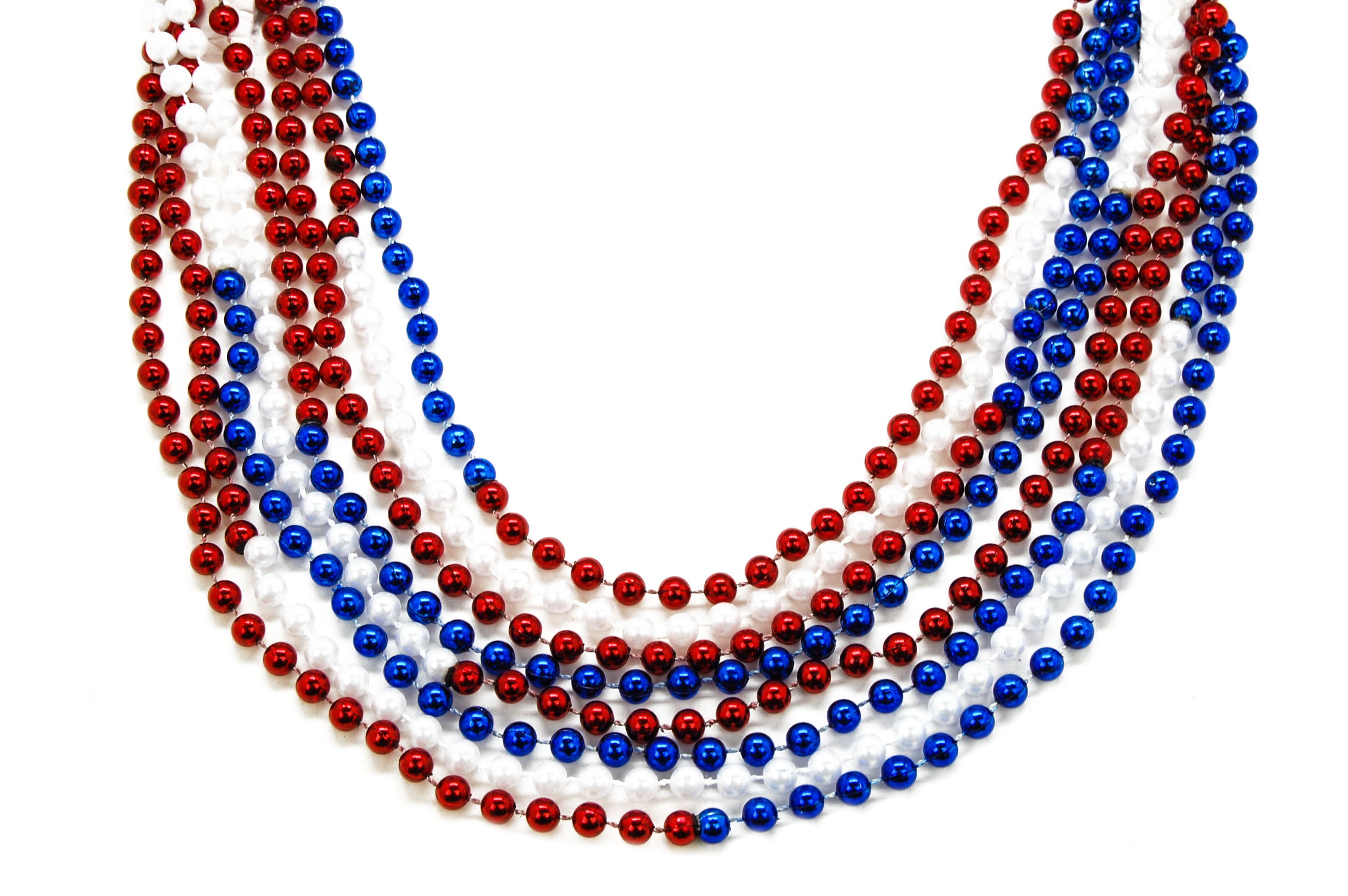 Baseball Beads Strung on a Patriotic Red, White & Blue Necklaces from Beads  by the Dozen