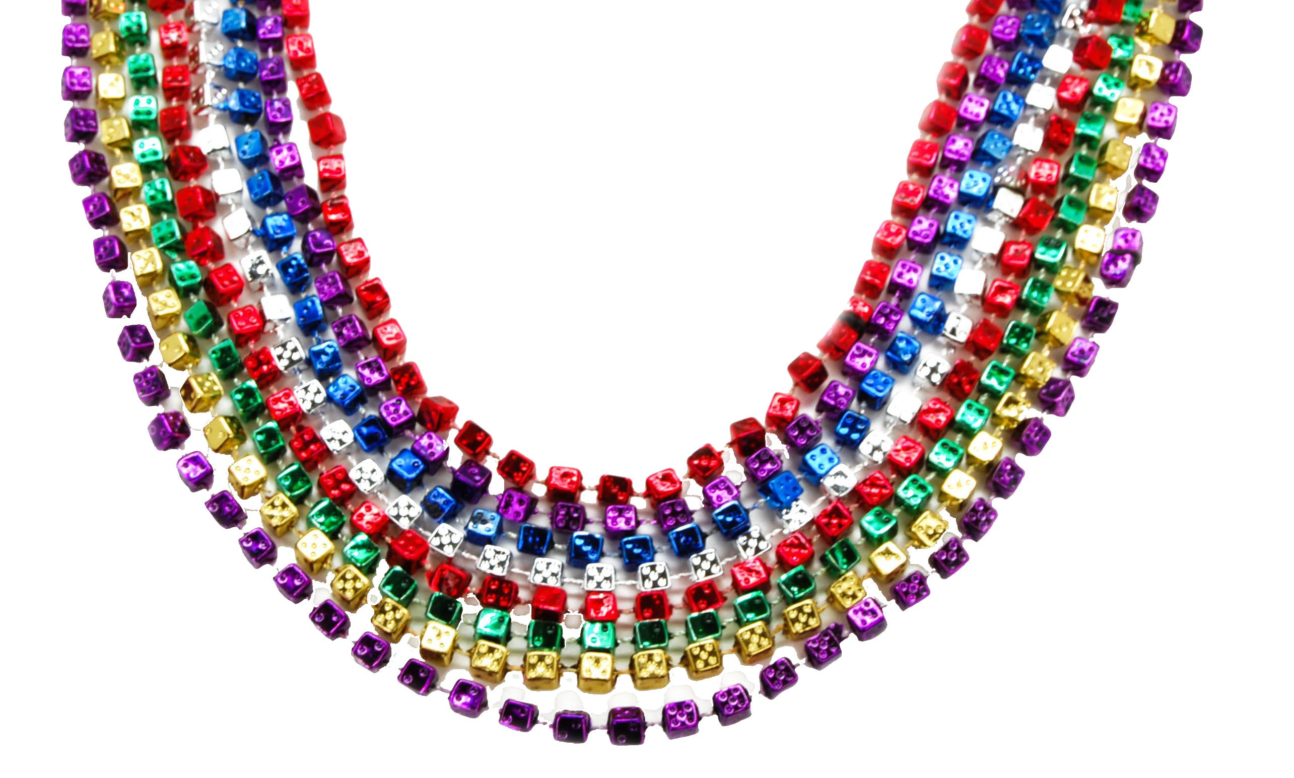 thumbnail image 2 of Bunco Dice Mardi Gras Bead Necklaces - 12 Piece Set For Party Games & Events 2 of 9
