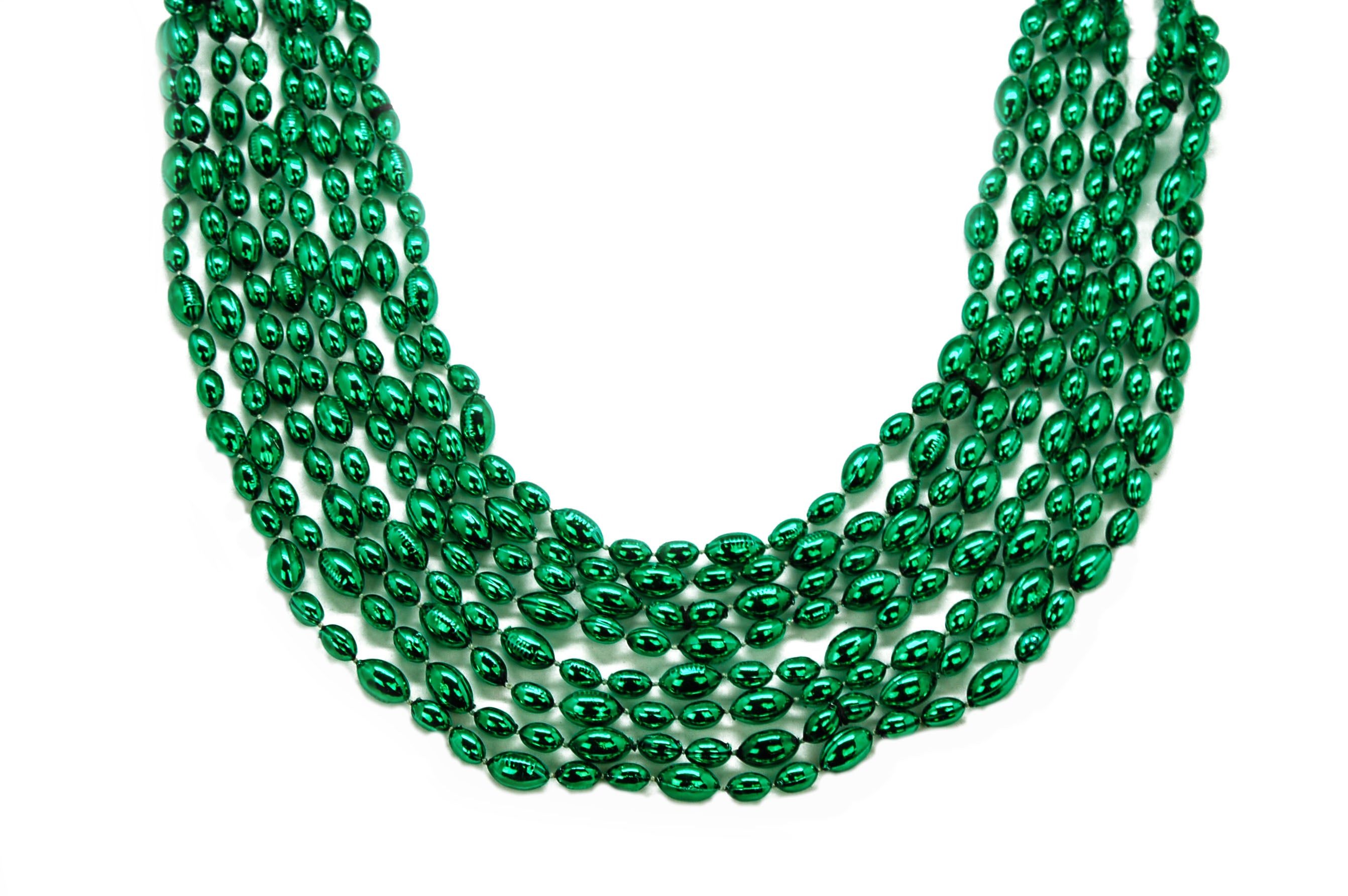 33 Green Football Beads