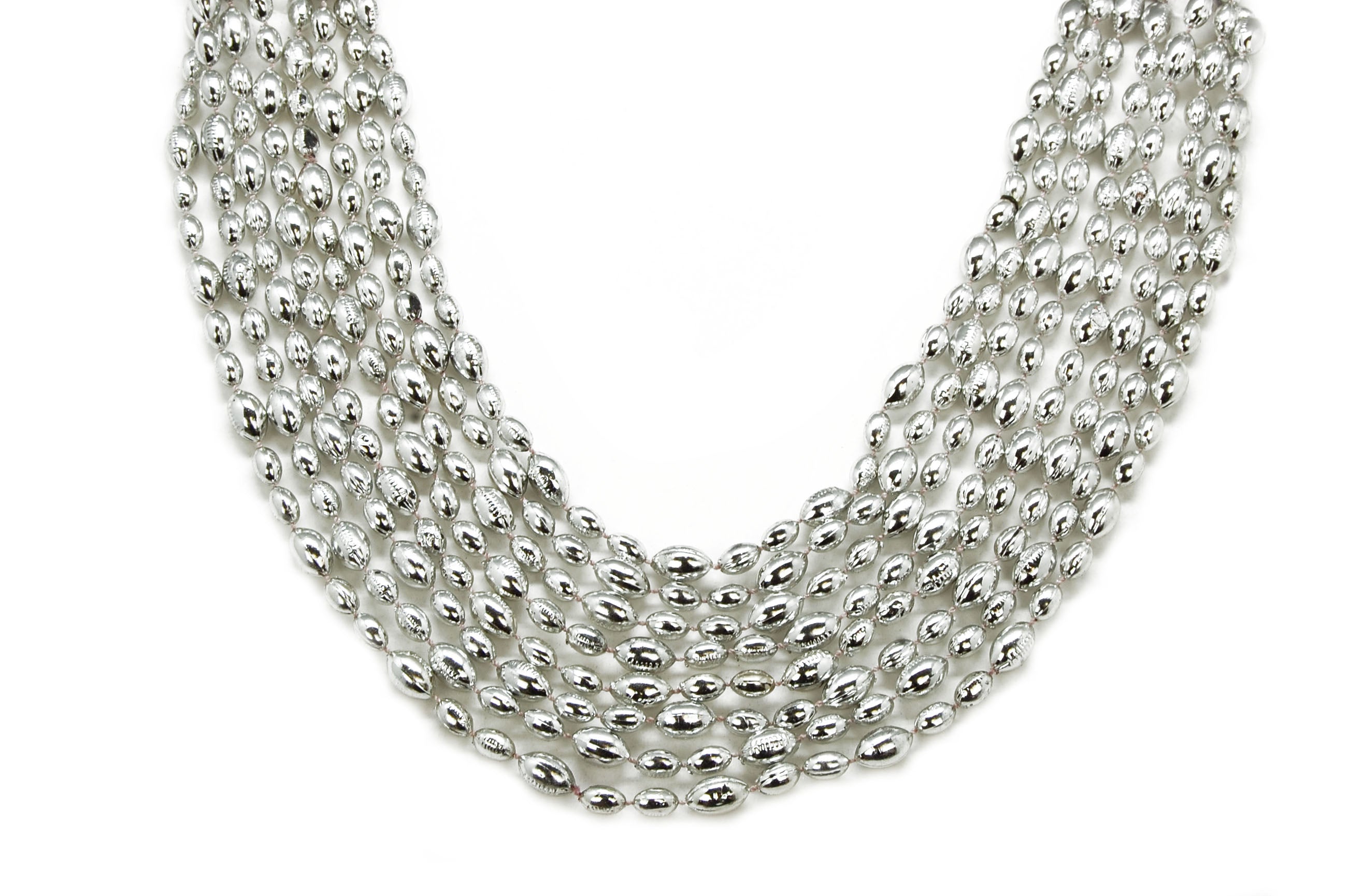 33" Silver Football Beads
