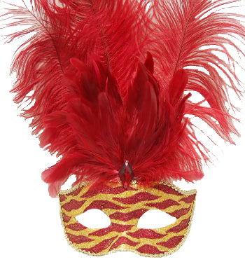 Red and Gold Venetian Cateye Mask
