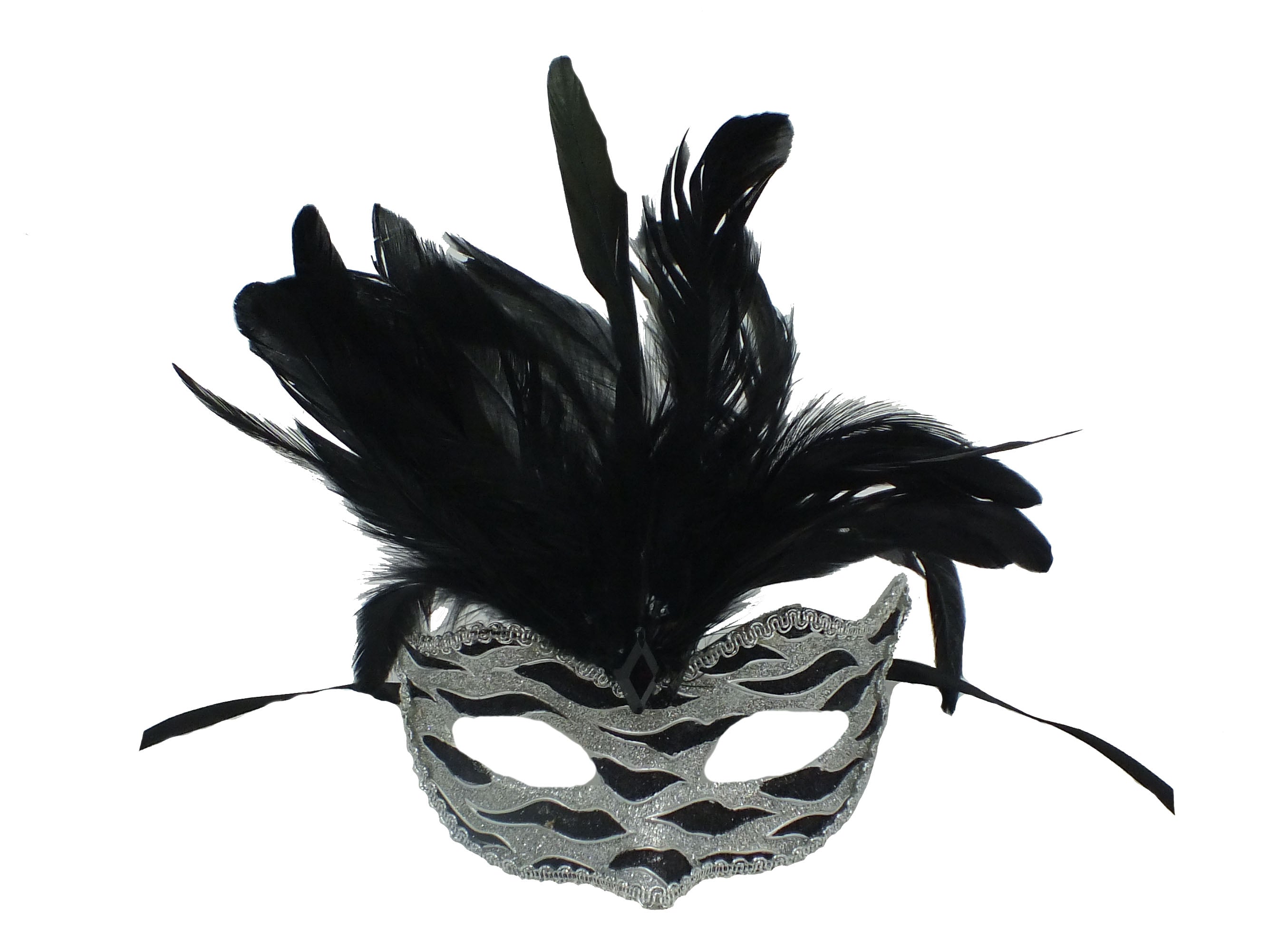 Black Venetian Feather Face Mask