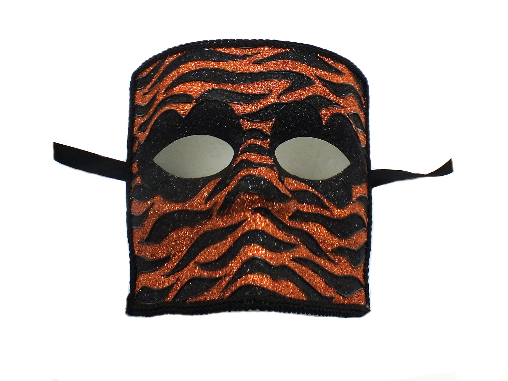 Black and Orange Glitter Square Mask