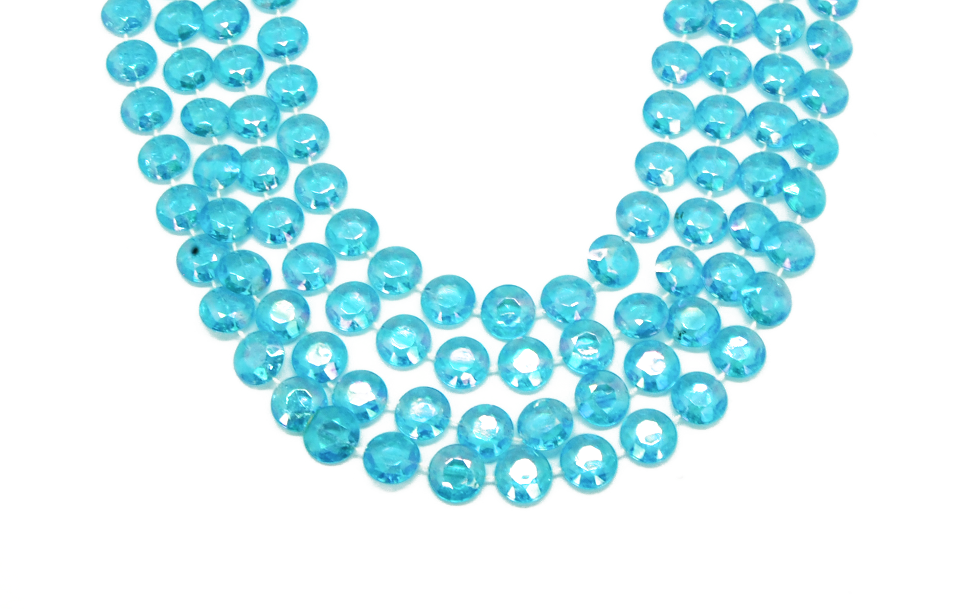 42" Flat and Faceted Blue Iridescent Beads