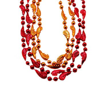 36" Red and Orange Shrimp Beads