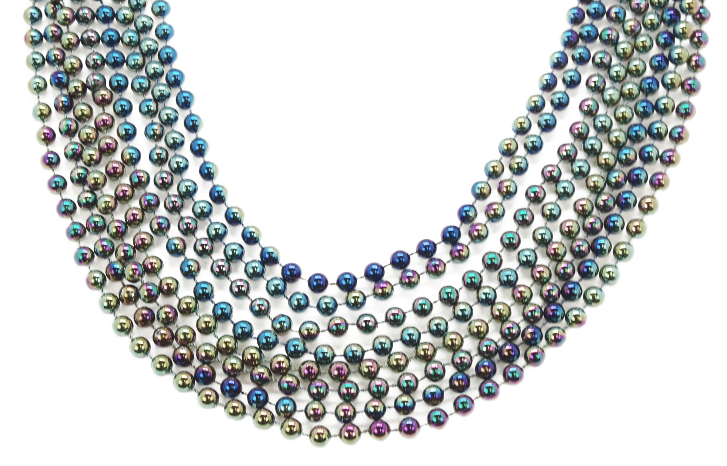 42"7mm Round Black Beads