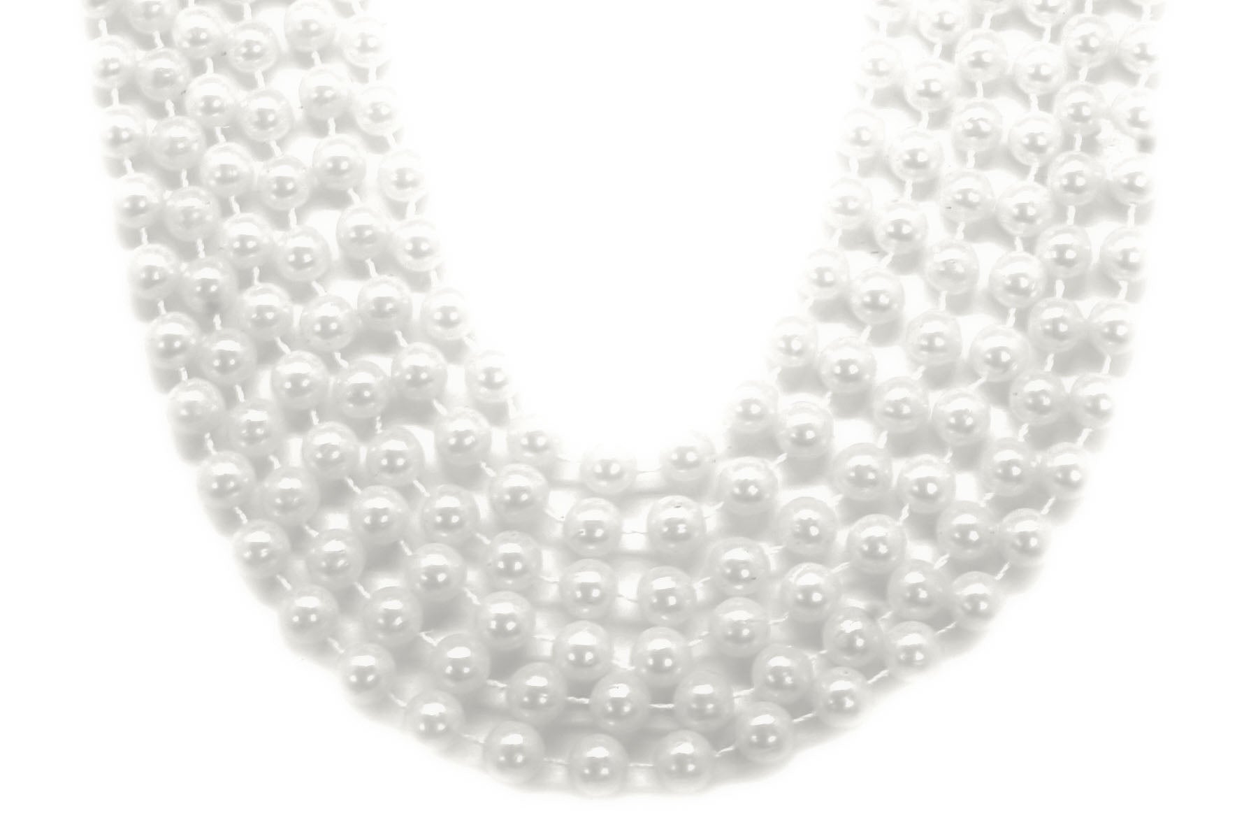 48" 12mm Round Beads White Pearl