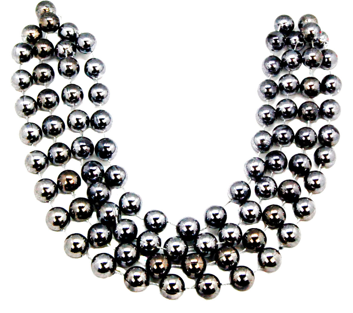 48" 18mm Round Beads Gunpowder Grey