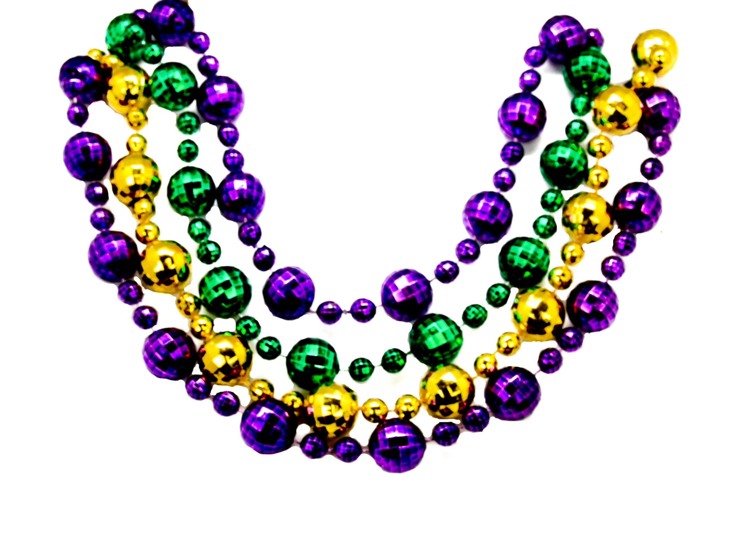 48" 20mm Global Beads Purple, Green and Gold