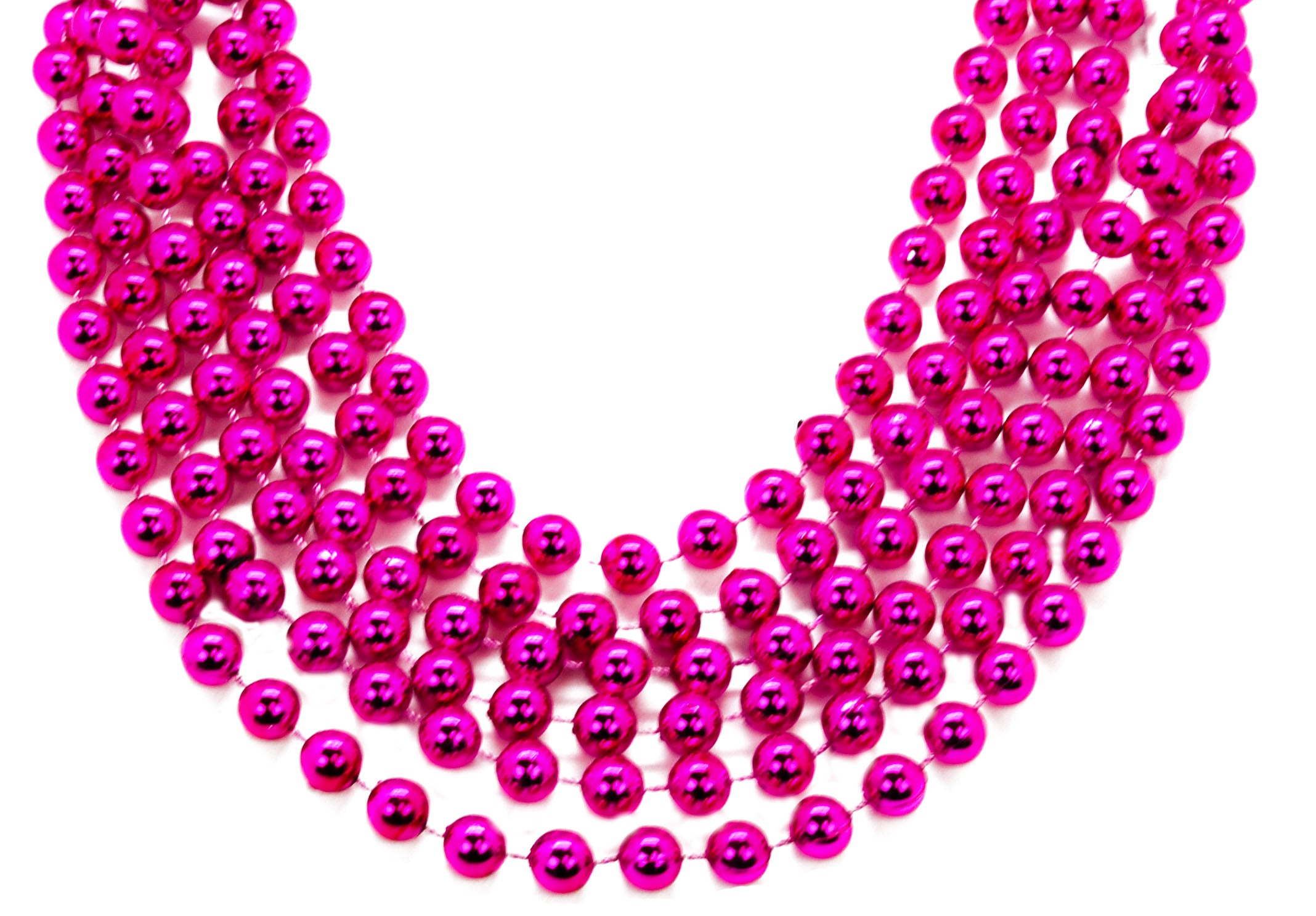 72" 12mm Round Beads Hot Pink