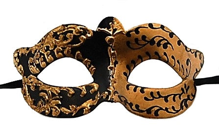 Two-Tone Black and Gold Venetian Mask