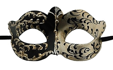 Two-Tone Black and Silver Venetian Mask