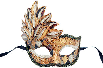 Brown Venetian Mask with Leaves
