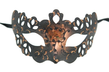 Black and Copper Venetian Lace Style Mask