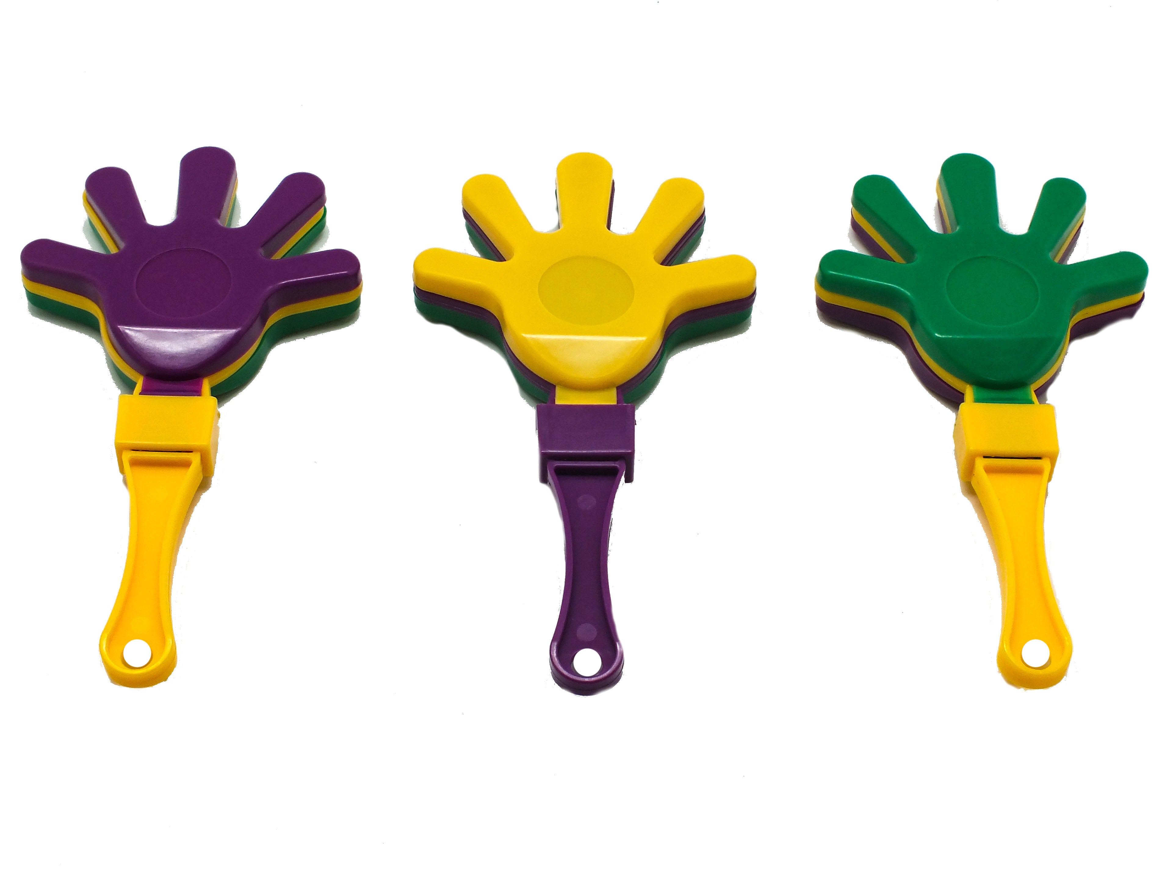 Purple, Green, and Gold Hand Clappers 1 Dozen