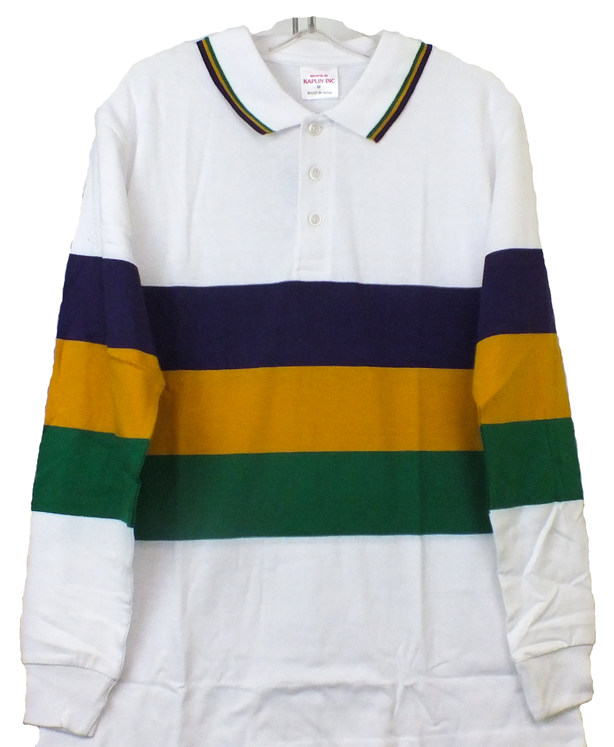 Long Sleeve White Mardi Gras Rugby Shirt