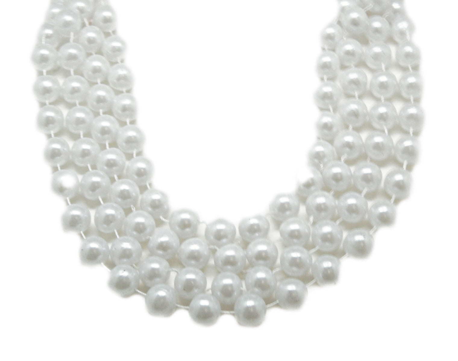 48" 14mm Round Beads White Pearl