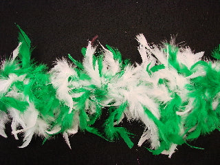 6' Green and White Feather Boa