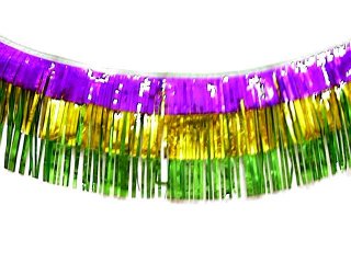 Three-Layer Purple, Green and Gold Metallic Fringe