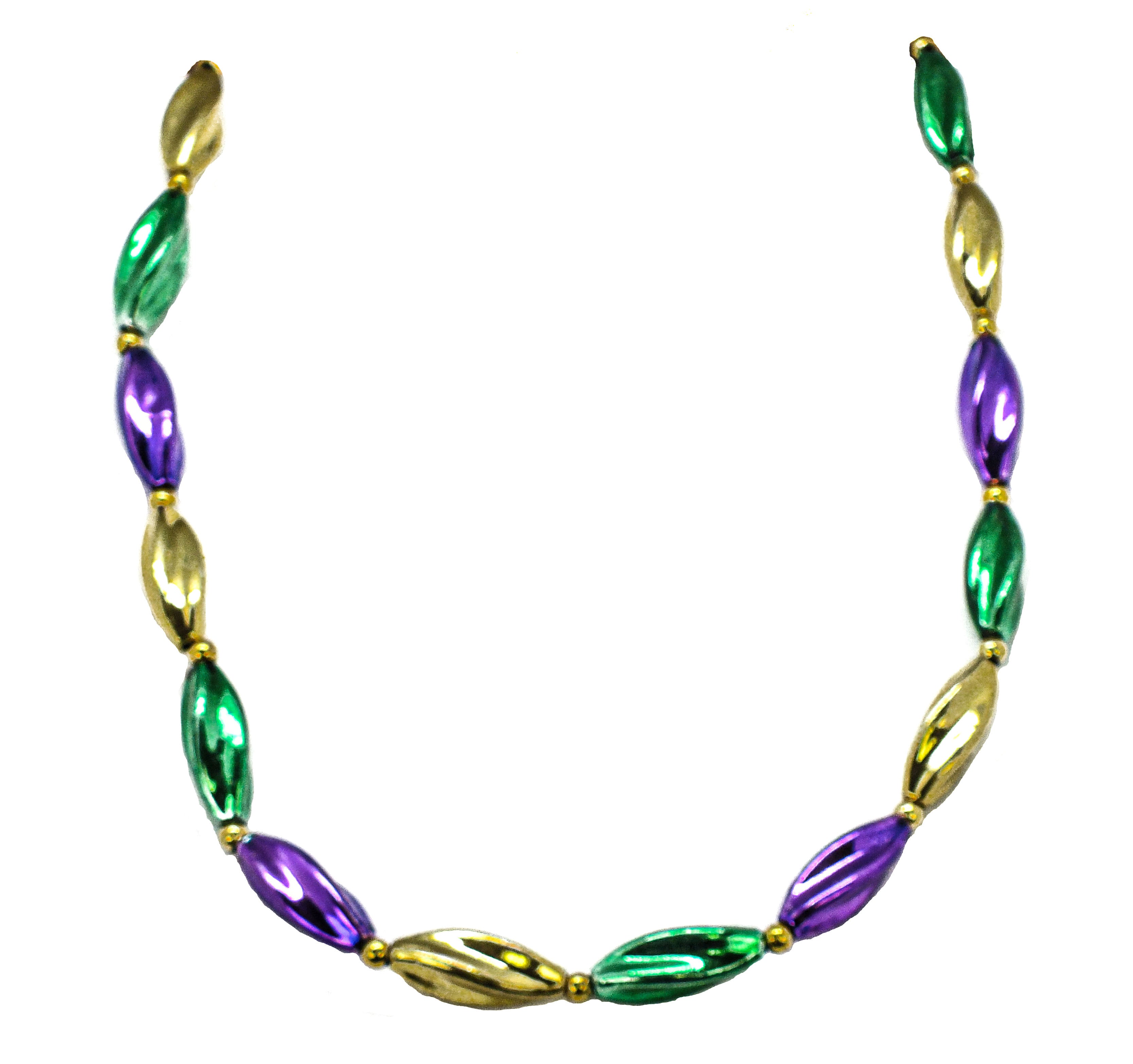 38" Purple Green and Gold Swirl Beads