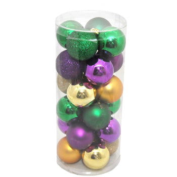 50MM Round Ornaments Purple, Green & Gold