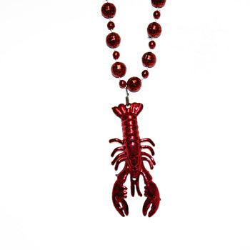 33" 10mm Red Beads with Crawfish