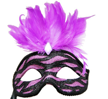 Purple and Black Venetian Cateye Mask with Stick