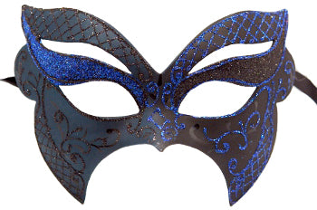 Blue and Black Butterfly-Shaped Mask