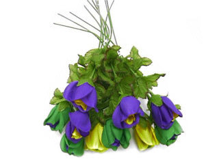 French Cut Rose Purple, Green, and Gold 6 dz