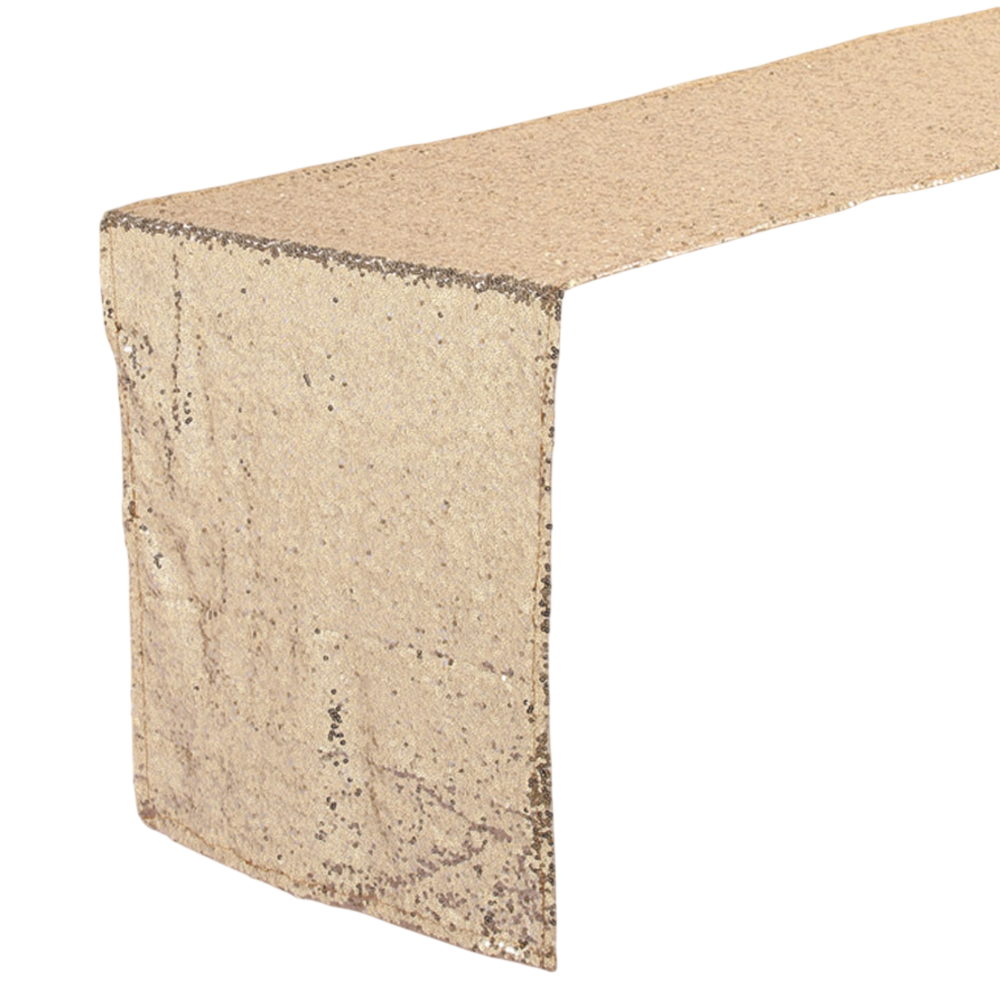 14" x 108" Champagne Sequin Table Runner