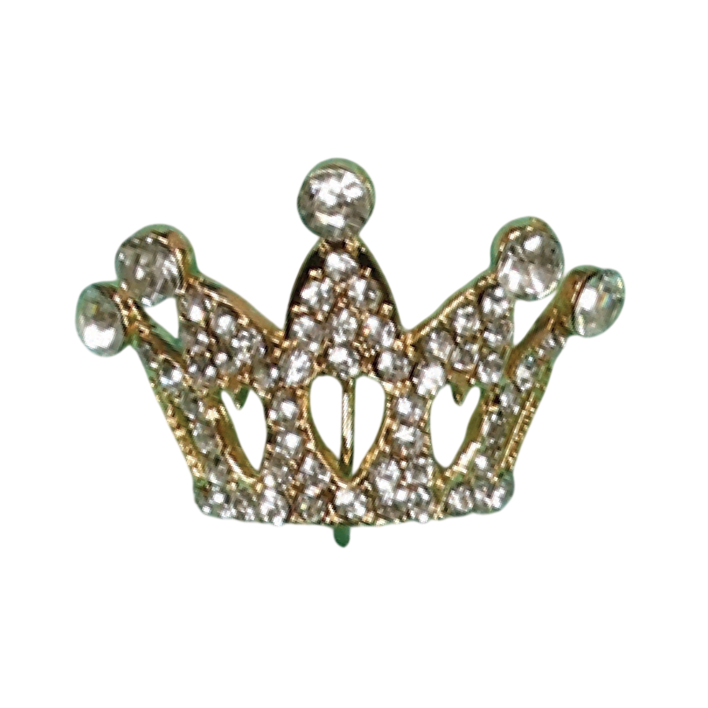 1.25" Gold Rhinestone Crown Pin 4pc