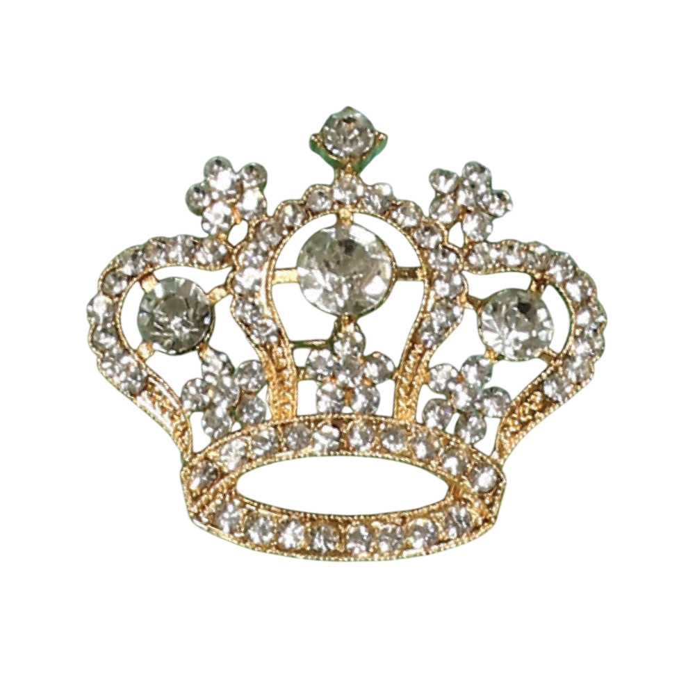2.25" Gold Rhinestone Crown Pin 3pc