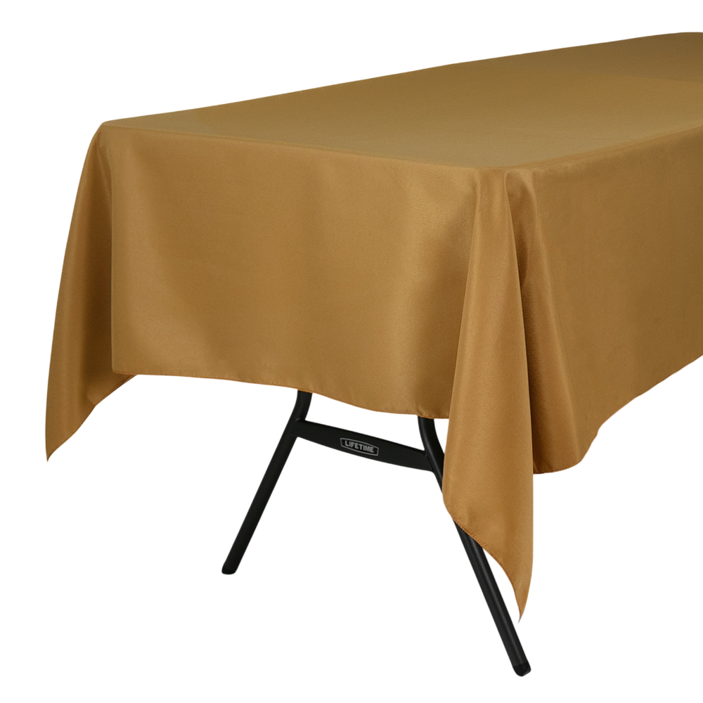 60" x 102" Gold Rectangle Polyester Tablecloth