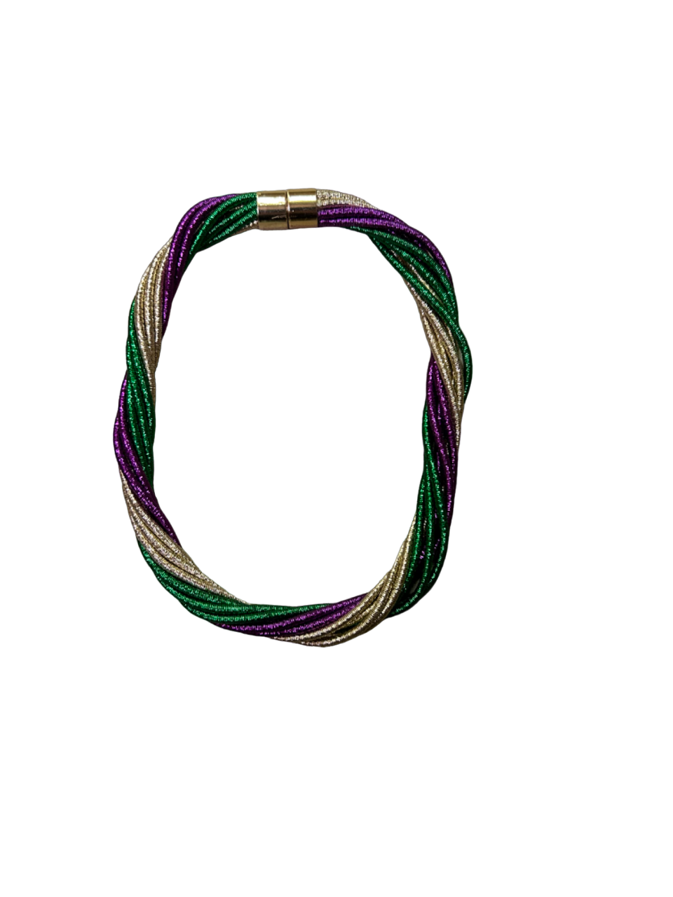 Purple Green and Gold Braid Necklace