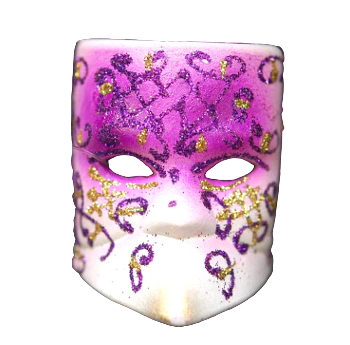 Plastic Square Jester Mask Pin Purple