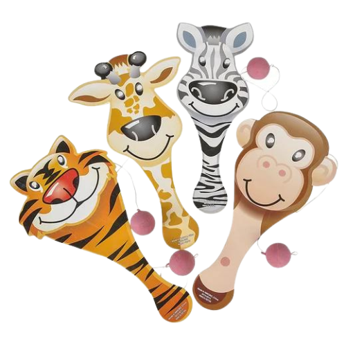 9" Zoo Animal Paddle Ball dz