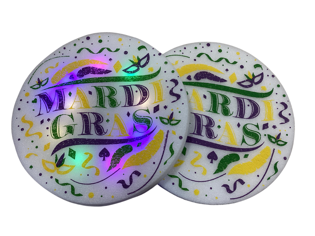 10" Light Up Mardi Gras Foam Frisbee dz