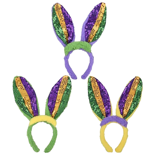 Light Up Mardi Gras Bunny Ears pc