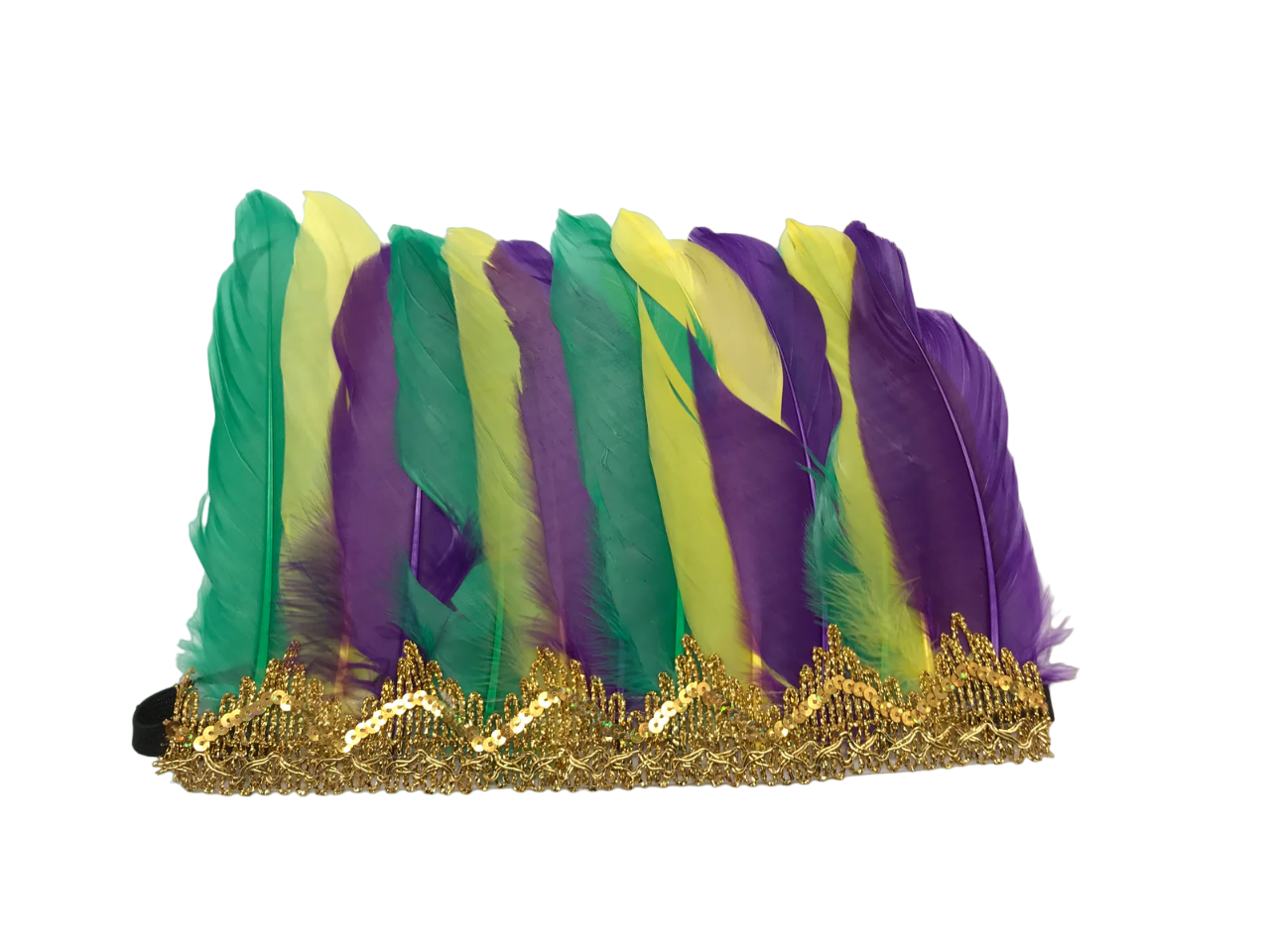 Purple Green and Gold Feathered Headpiece