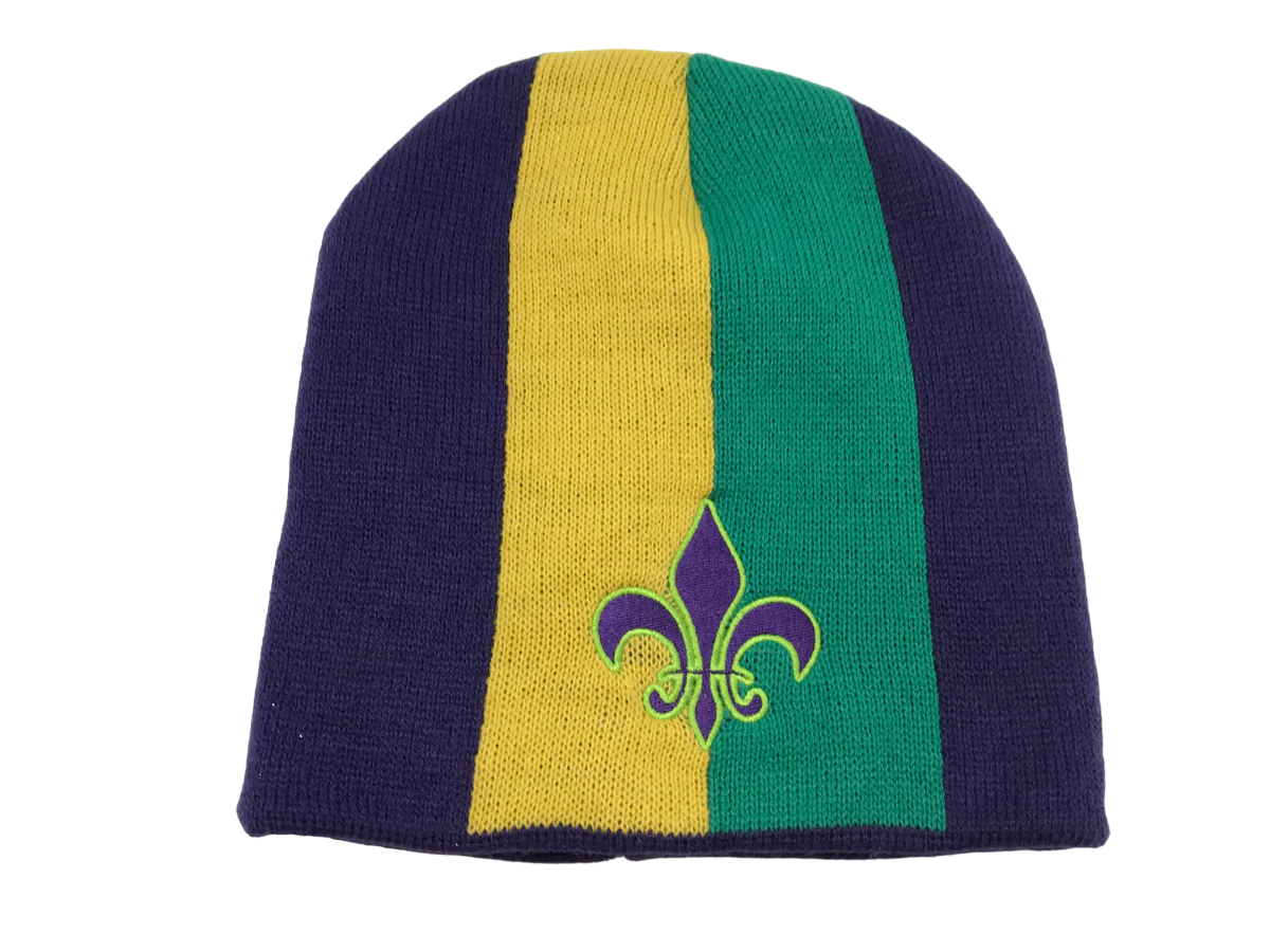Purple, Green, and Gold Beanie Hat