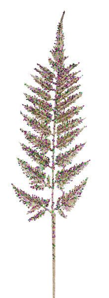 30" Purple, Green, & Gold Glitter Fern Pick