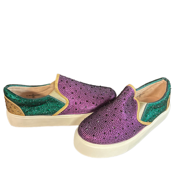 green dress purple shoes Women's Elegant Green Pointed Toe High Heel Slingback Shoes With Glitter Stone Texture, Spring & Summer