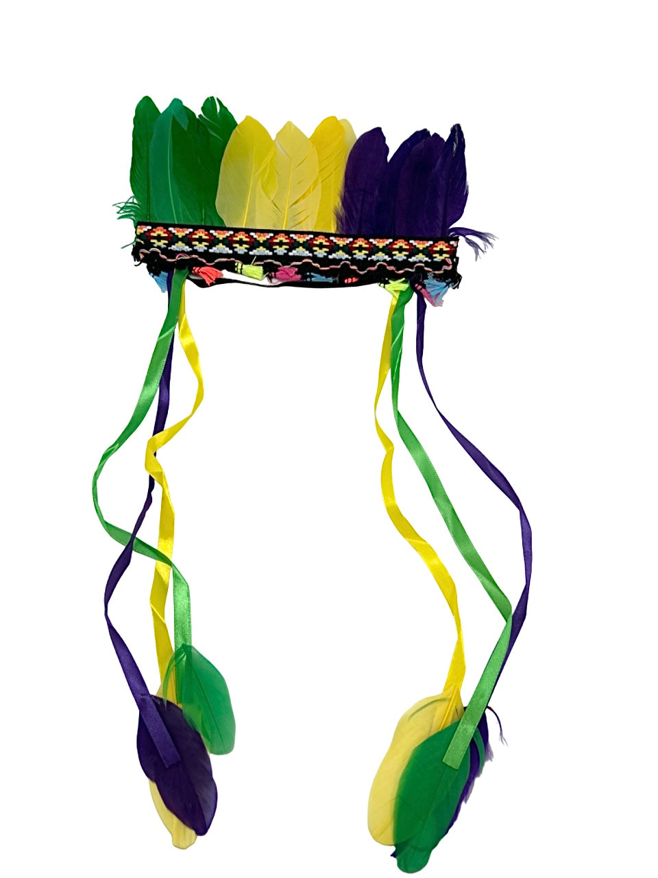 Purple, Green and Gold Feather Headband