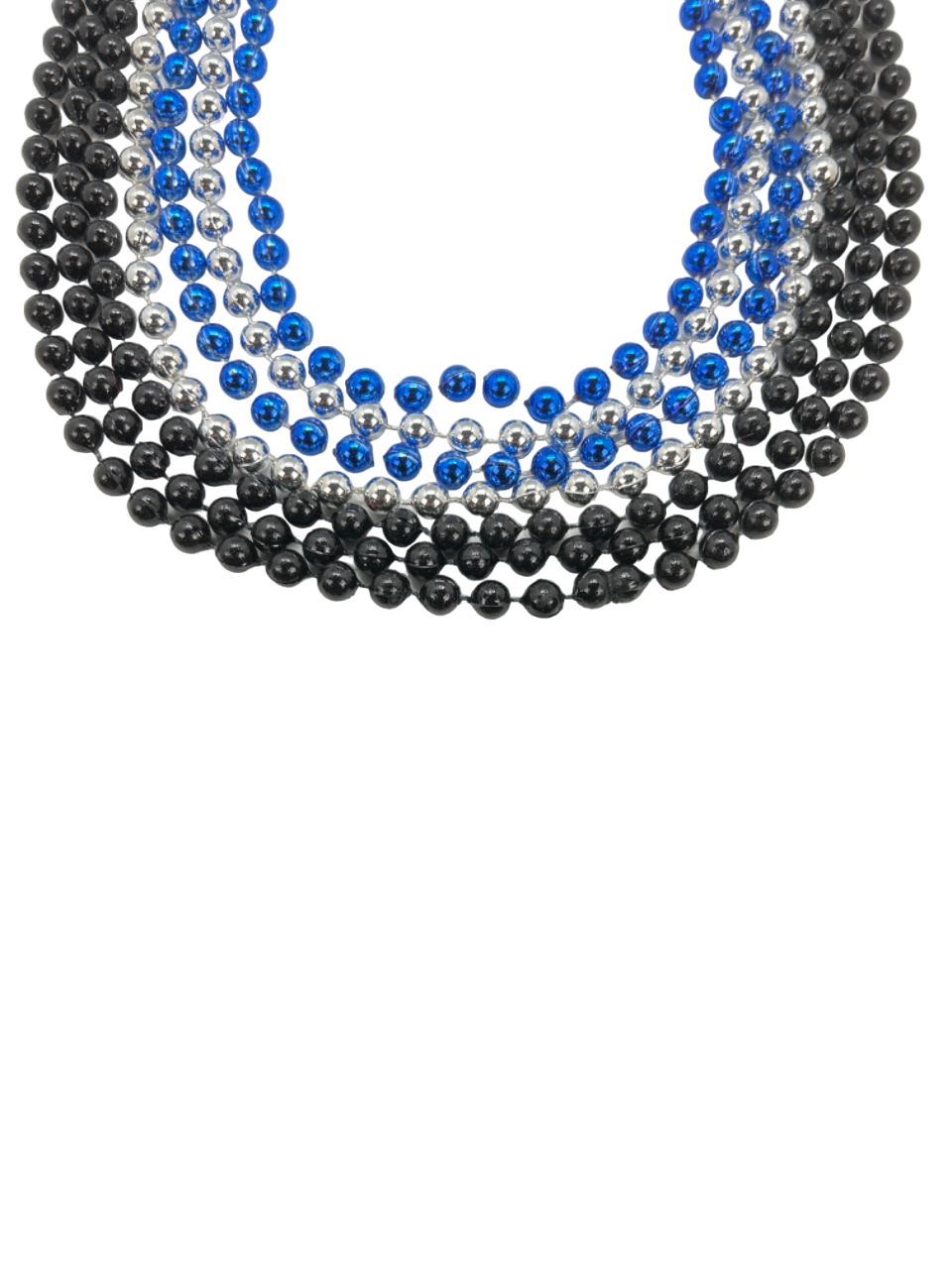 40" 10mm Round Bead Blue, Black, and Silver