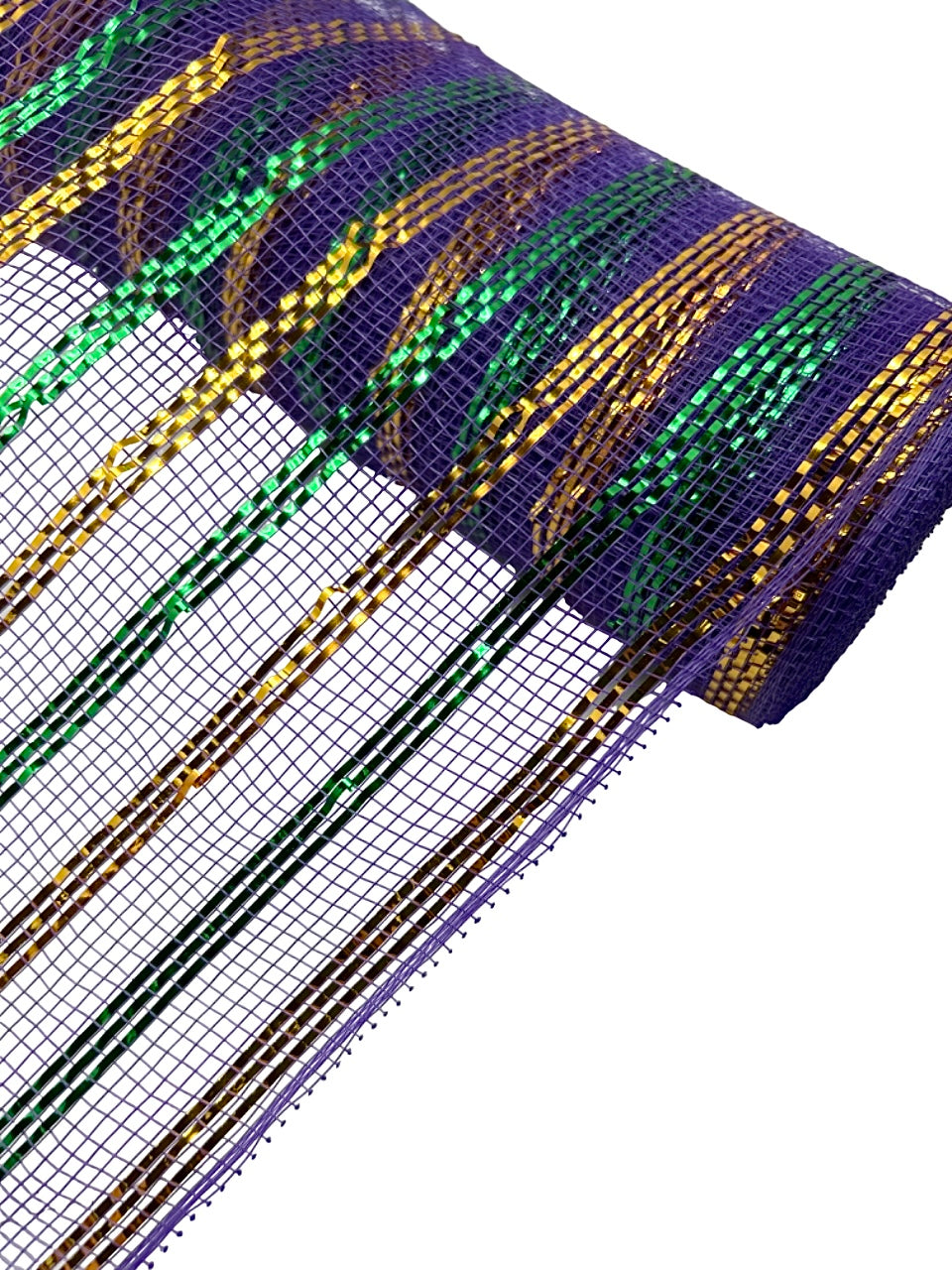 21" x 10" Purple Green and Gold Mesh