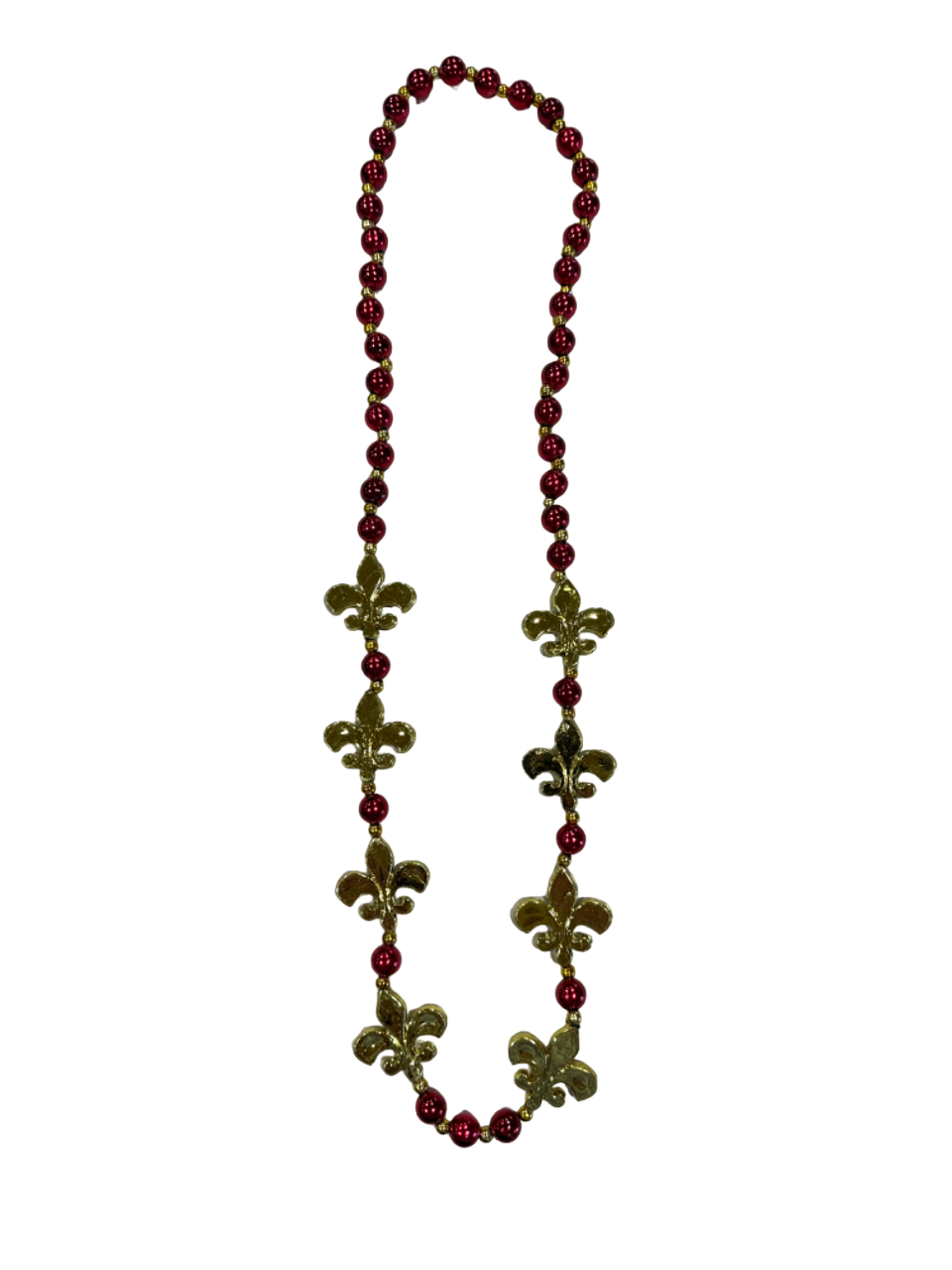 40" Red & Gold Fleur de Lis Bead