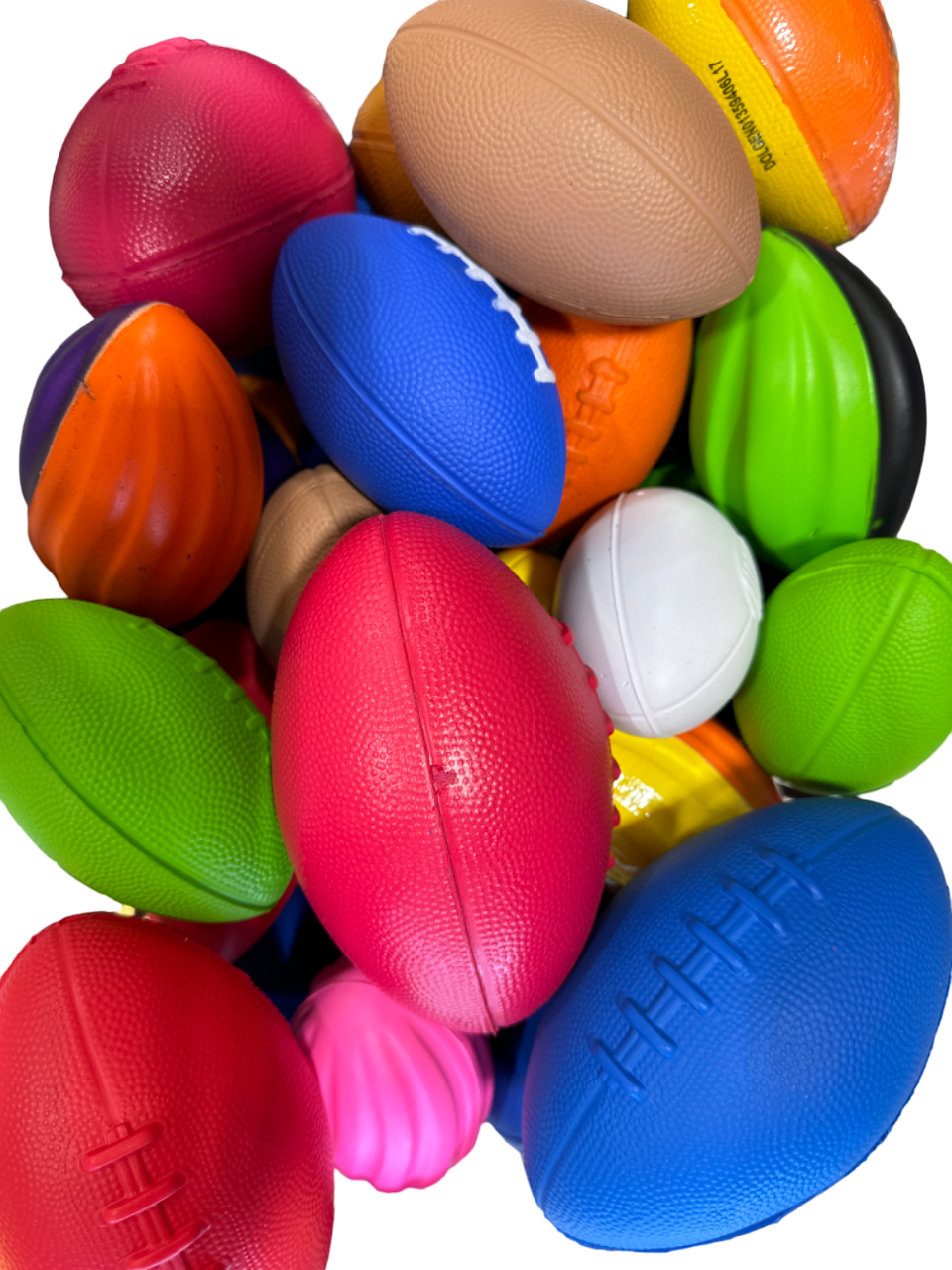 50pc Asst 5"-6" Rubber Footballs