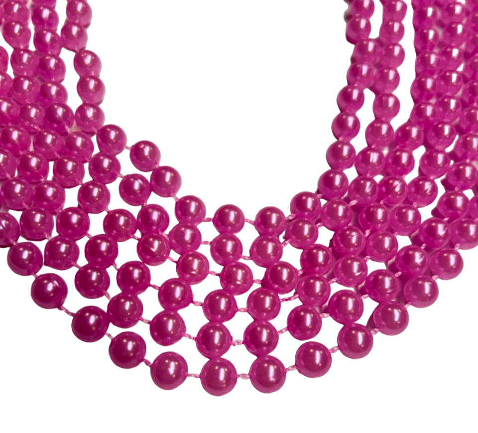 42" 10mm Round Pink Pearl Beads