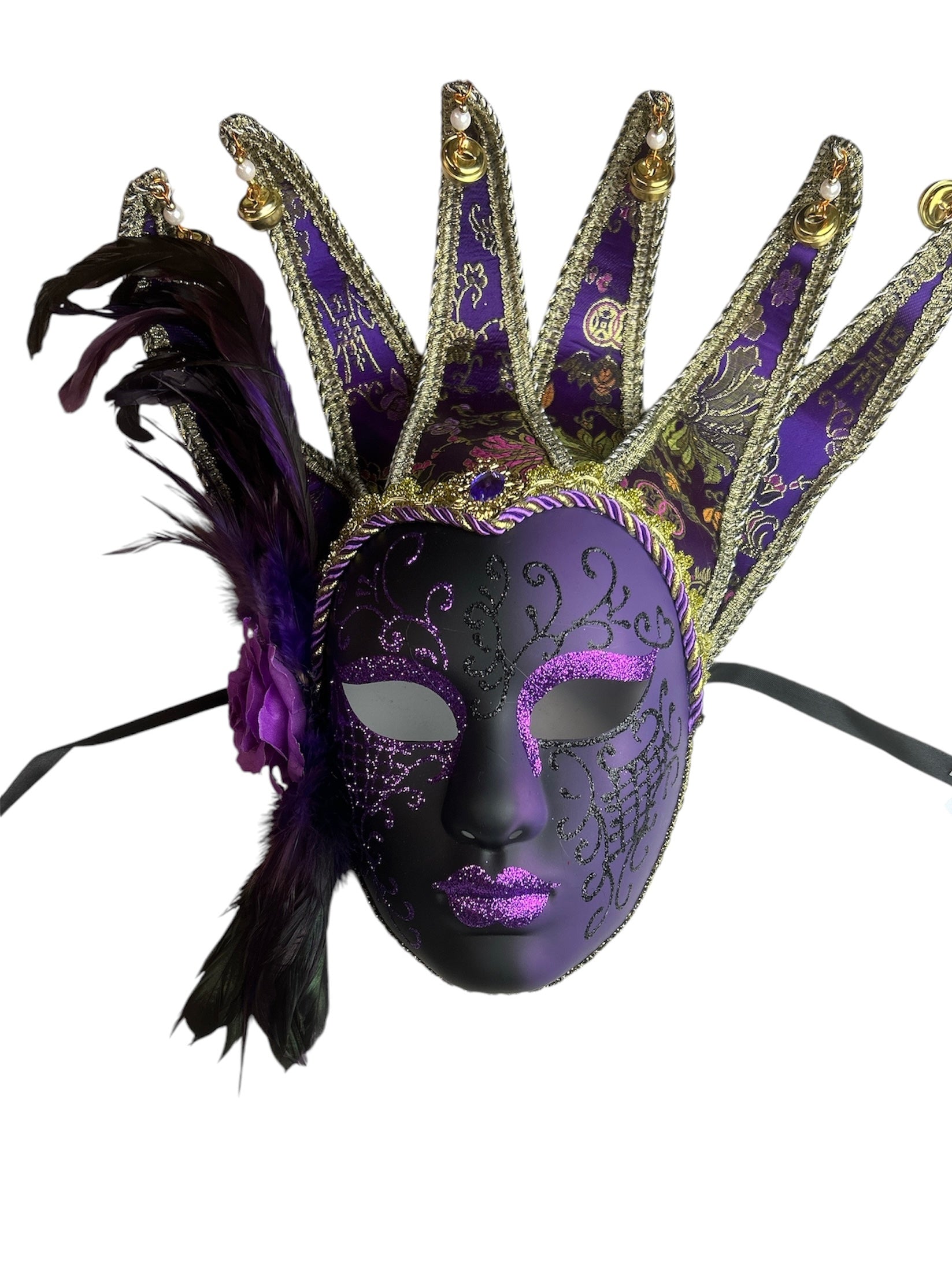 Purple Jester Mask w/ Feather