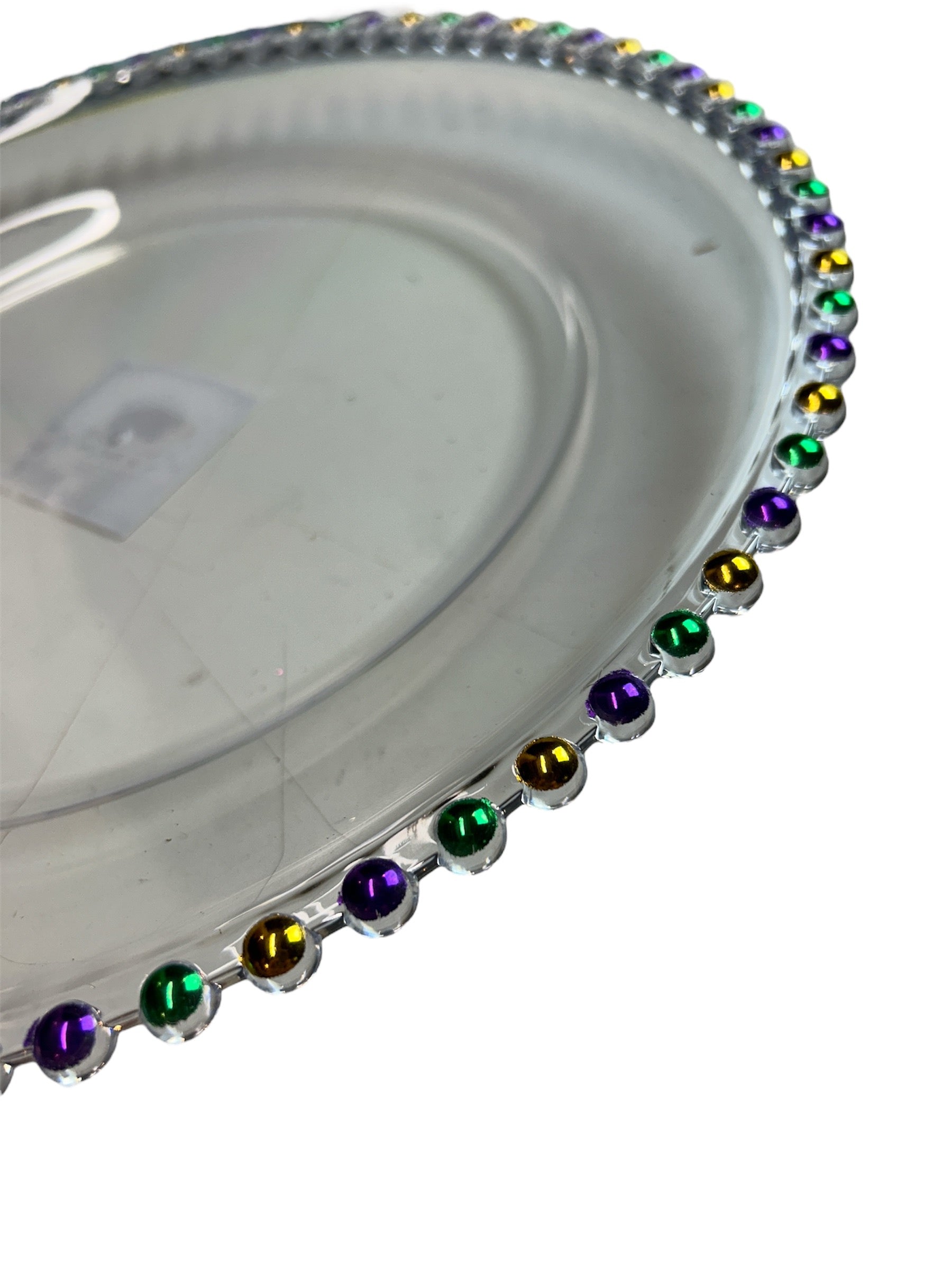 Clear Beaded Purple, Green, & Gold Charger Plate